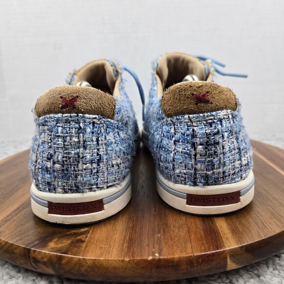 Twisted X Womens 9.5M Kicks Blue White Plaid ecoTweed Casual Loafer Sneaker - Picture 2 of 12